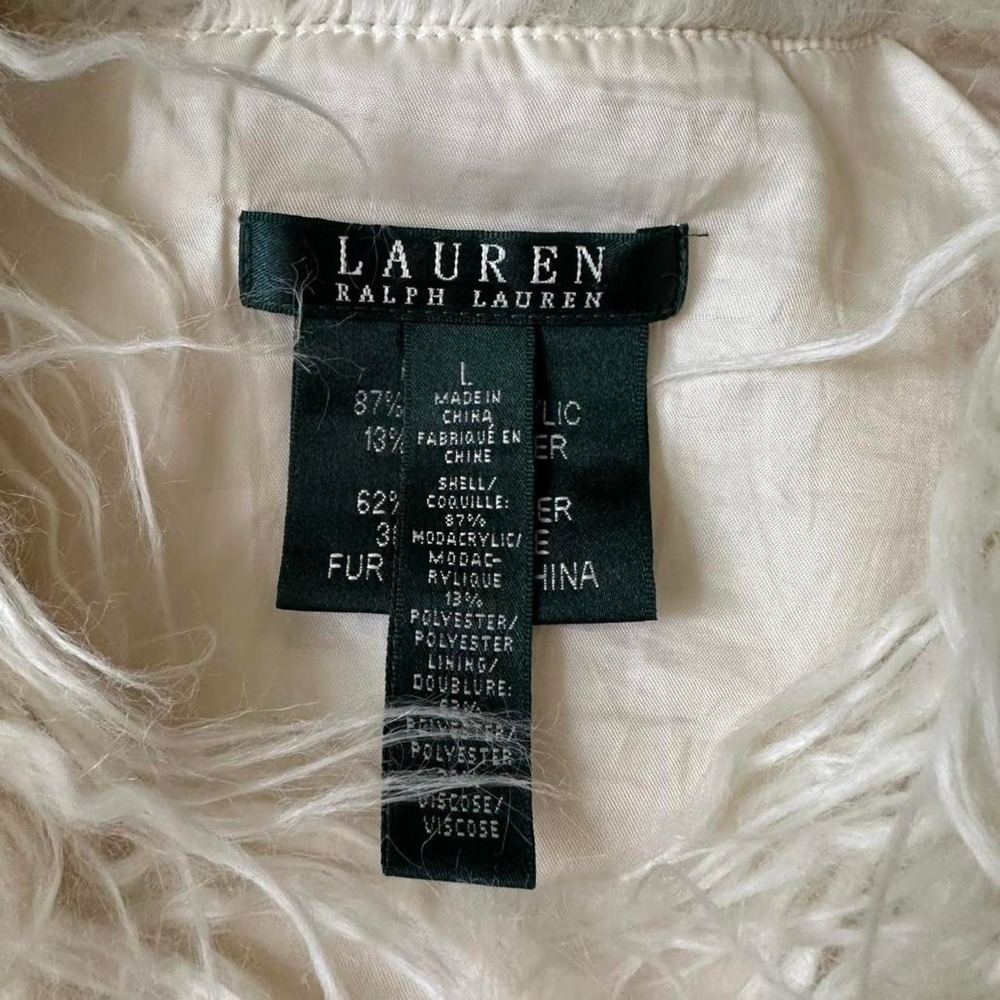 Ralph Lauren Cream Faux Fur Vest Women's L - Picture 4 of 6
